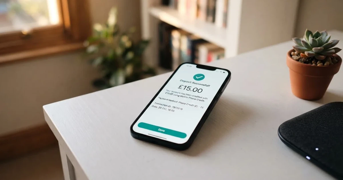 A phone screen showing a pay-by-phone-credit deposit confirmation